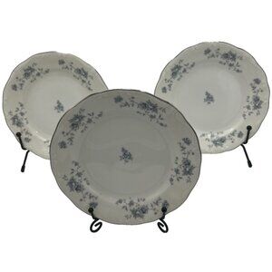 Johann Haviland Bavaria Germany Blue Garland Rose Bread Butter 3 Plates 6” Vtg
